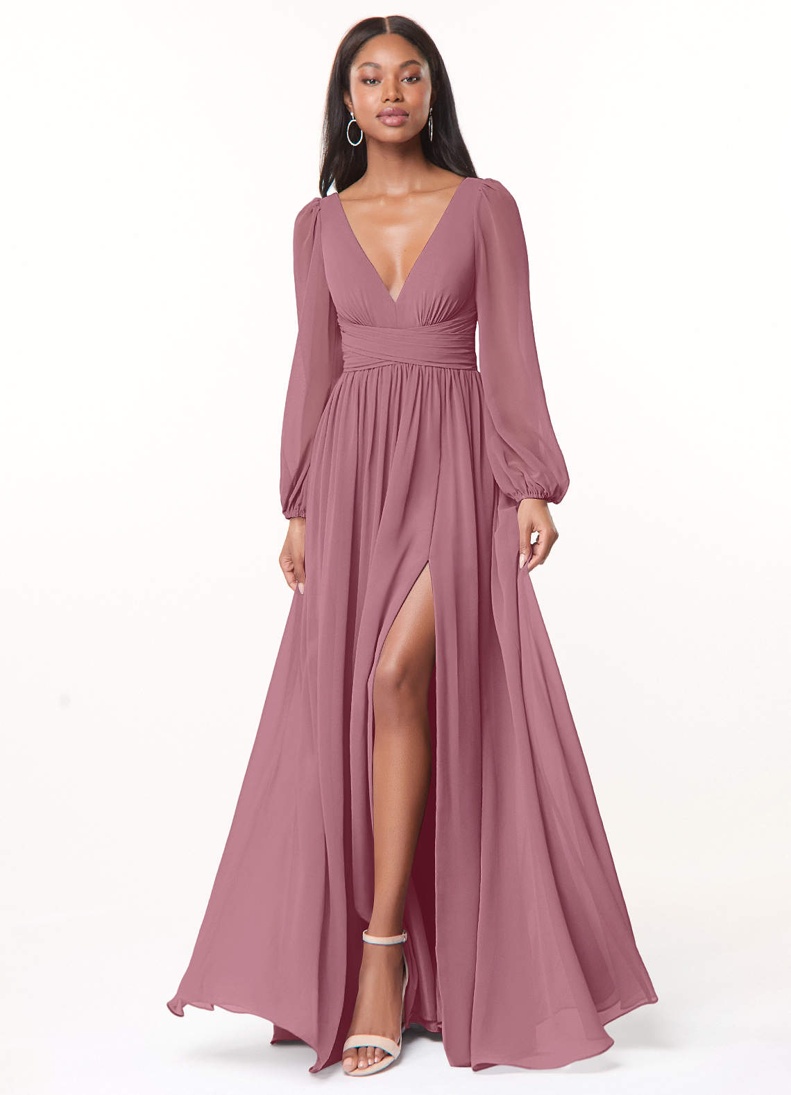 Norah A-Line V-Neck Chiffon Bridesmaid Dress in Vintage Mauve