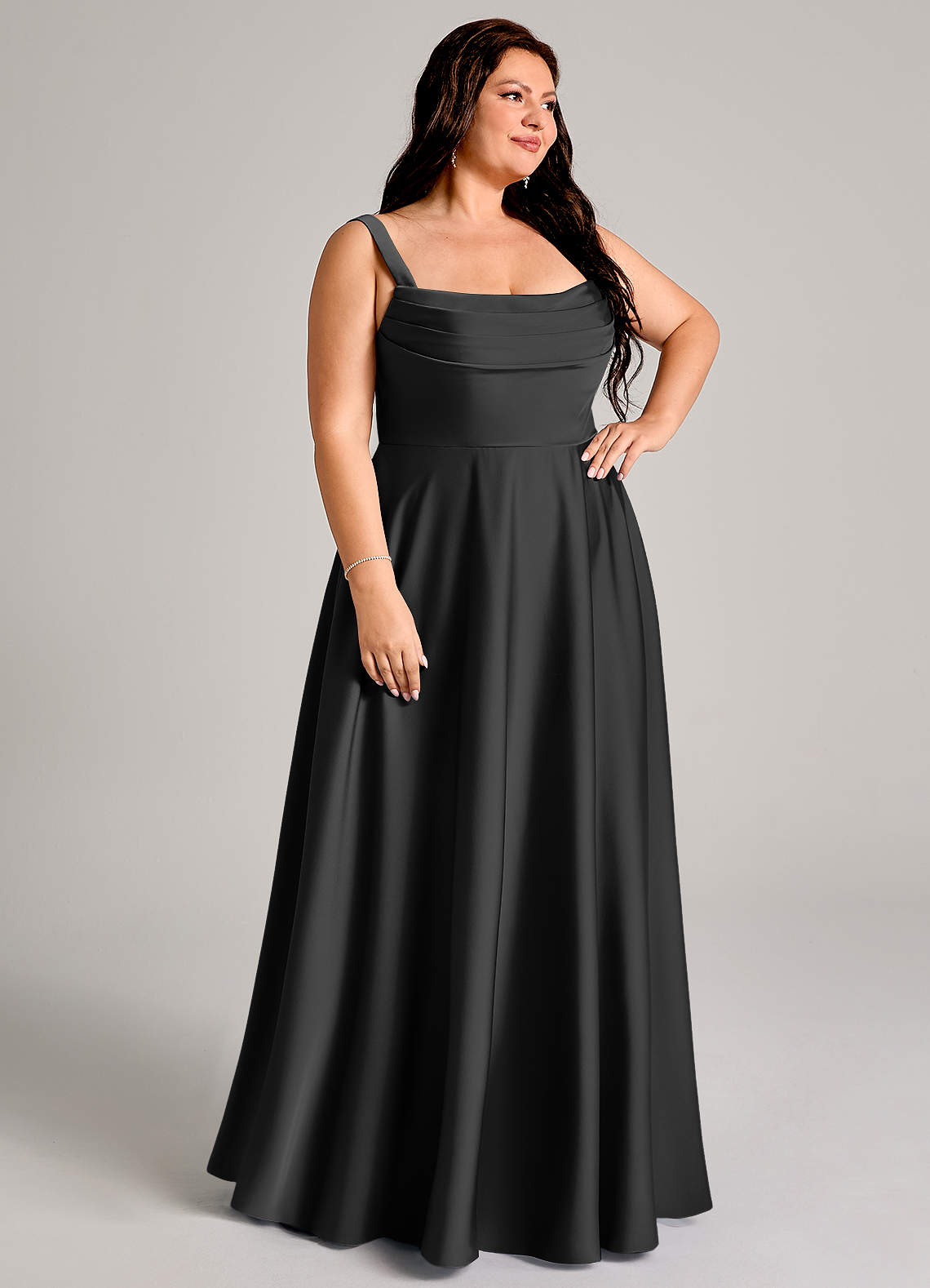 Shaude A-Line Square-Neck Stretch Satin Bridesmaid Dress