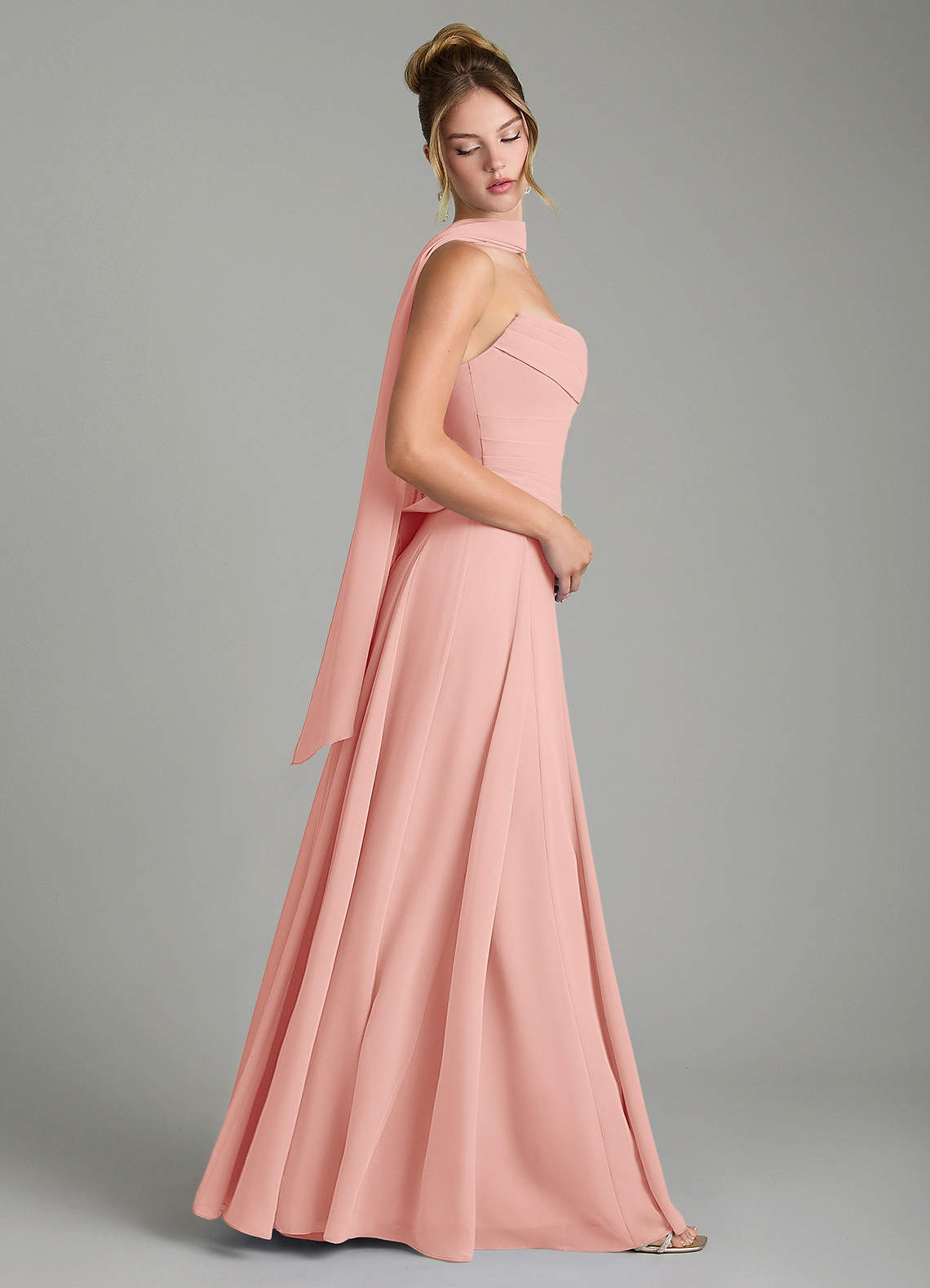 Gabriela A-Line Cowl-Neck Chiffon Bridesmaid Dress in Rosette