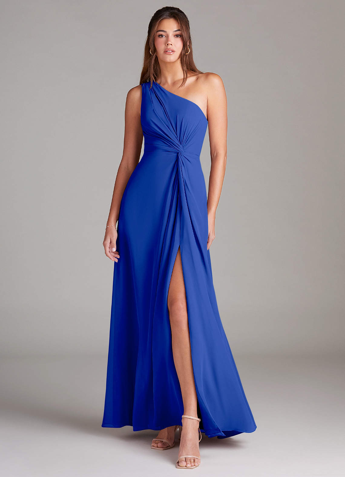 Brooke A-Line One-Shoulder Chiffon Bridesmaid Dress in Royal Blue