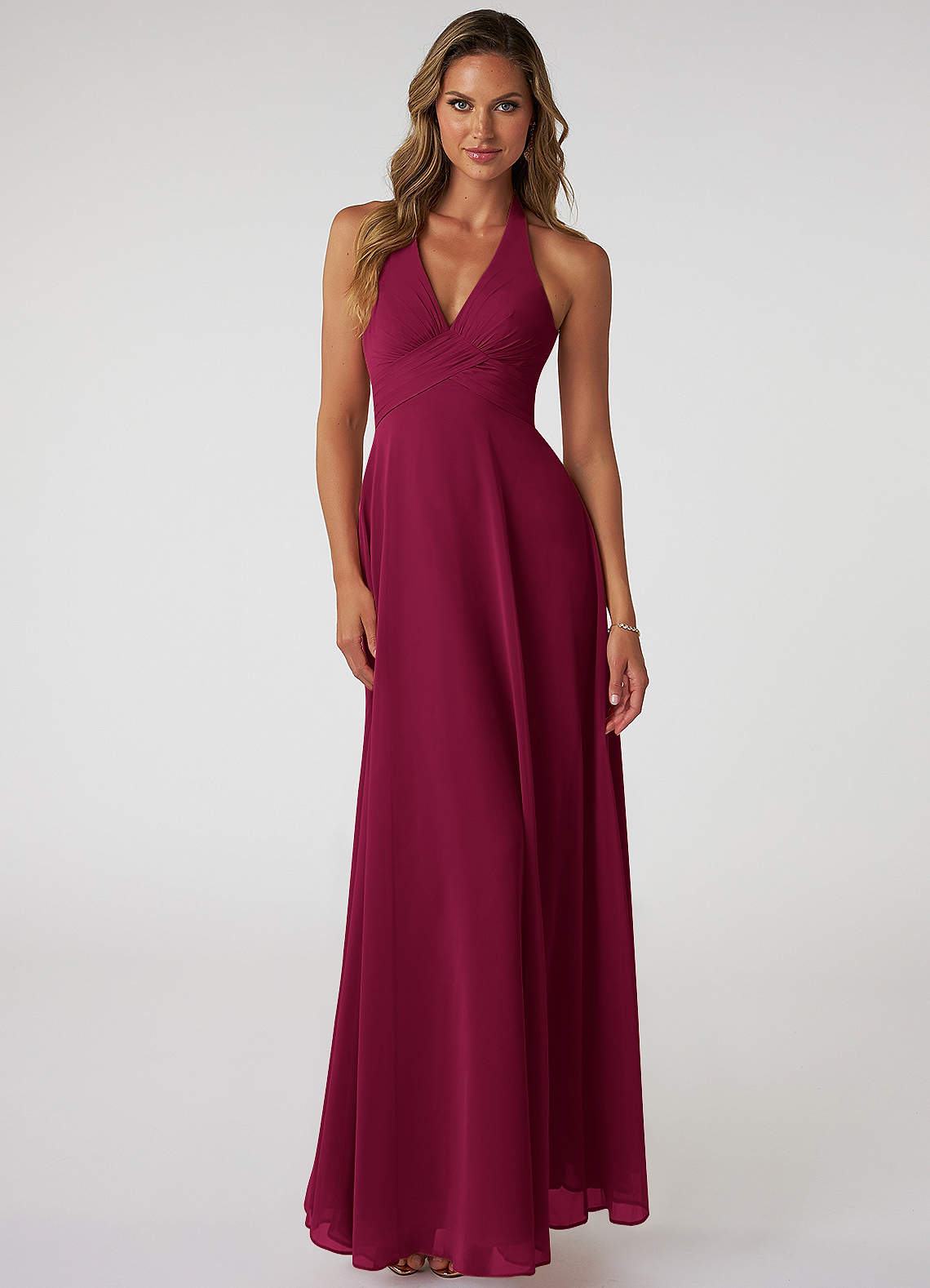 Tessie A-Line V-Neck Chiffon Bridesmaid Dress in Burgundy