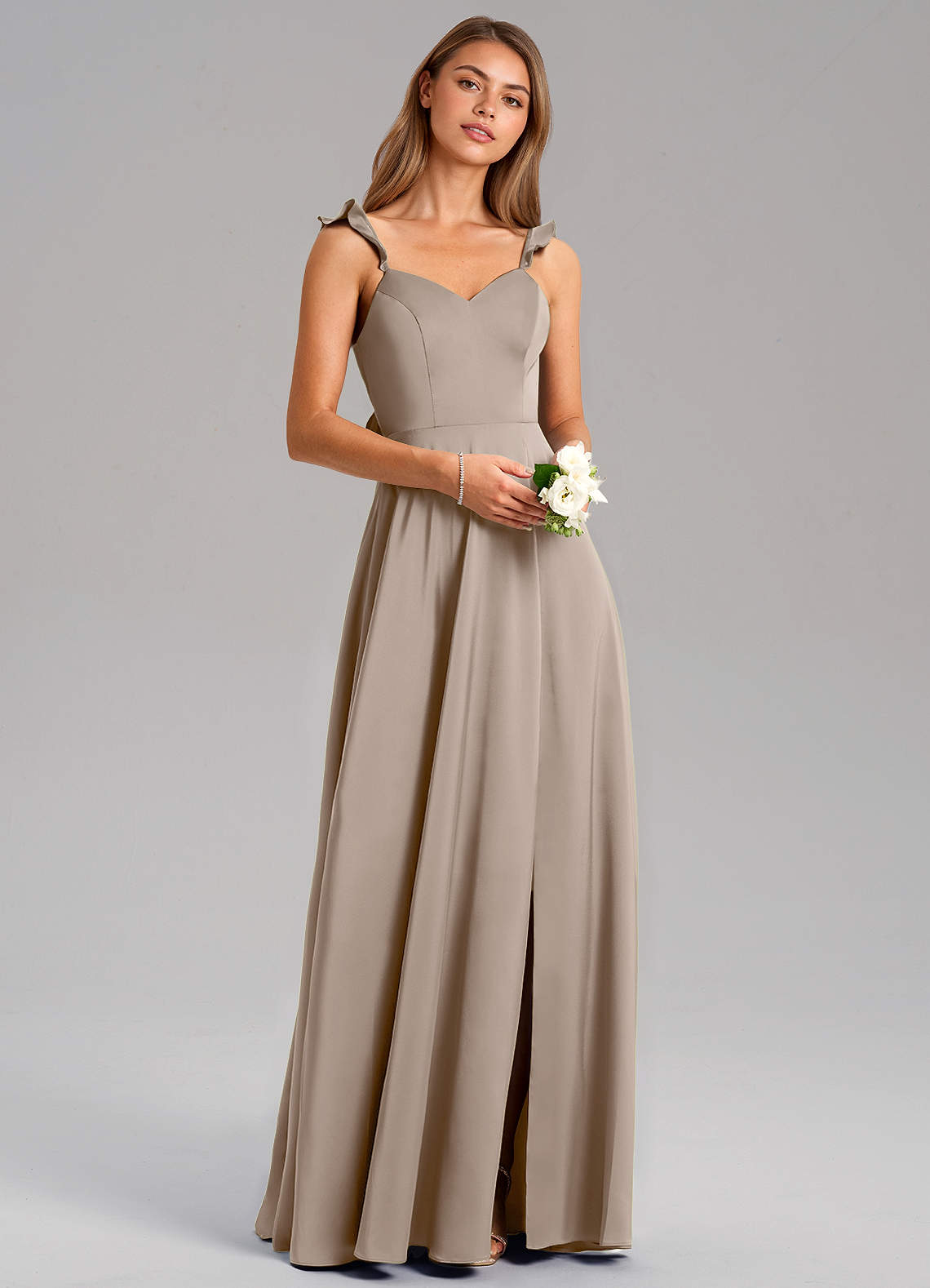 Everett A-Line V-Neck Chiffon Bridesmaid Dress in Taupe