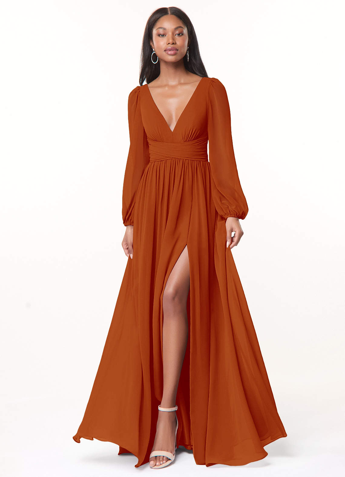 Norah A-Line V-Neck Chiffon Bridesmaid Dress in Paprika