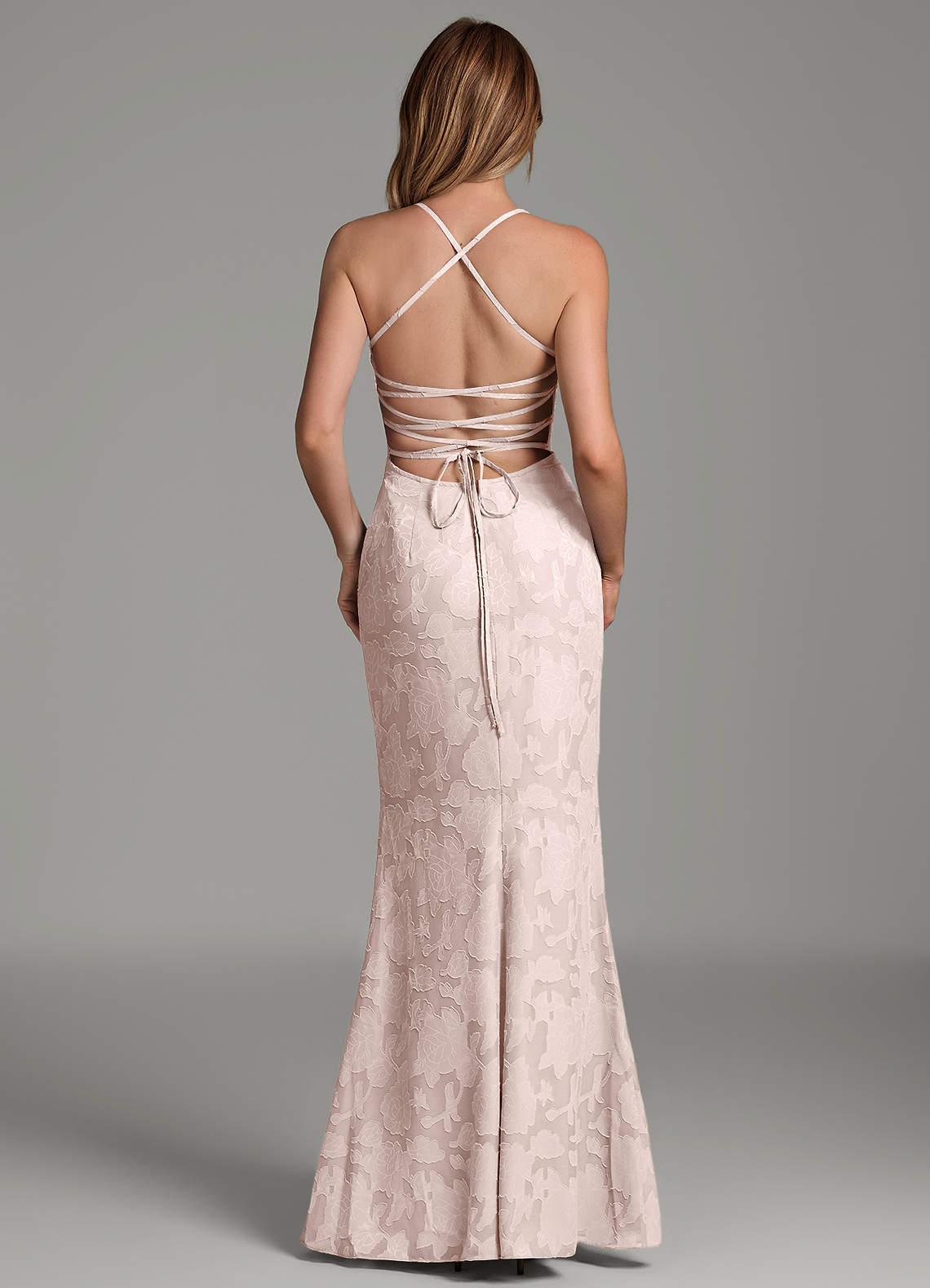 Dara Mermaid Sweetheart Floral Burnout Bridesmaid Dress in Blushing Pink