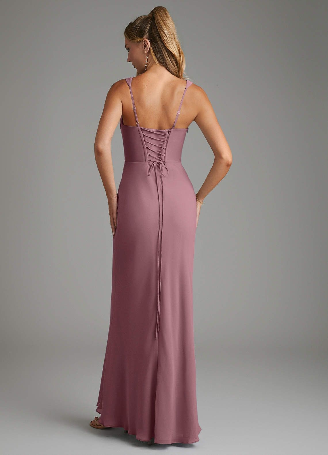 Asa Sheath Square-Neck Chiffon Bridesmaid Dress in Amethyst