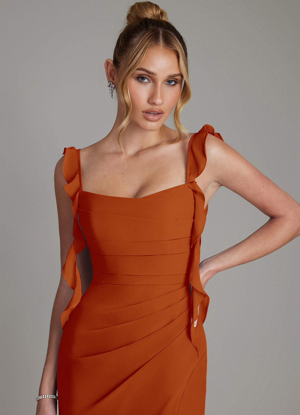 Jessamine Mermaid Sweetheart Chiffon Bridesmaid Dress in Paprika