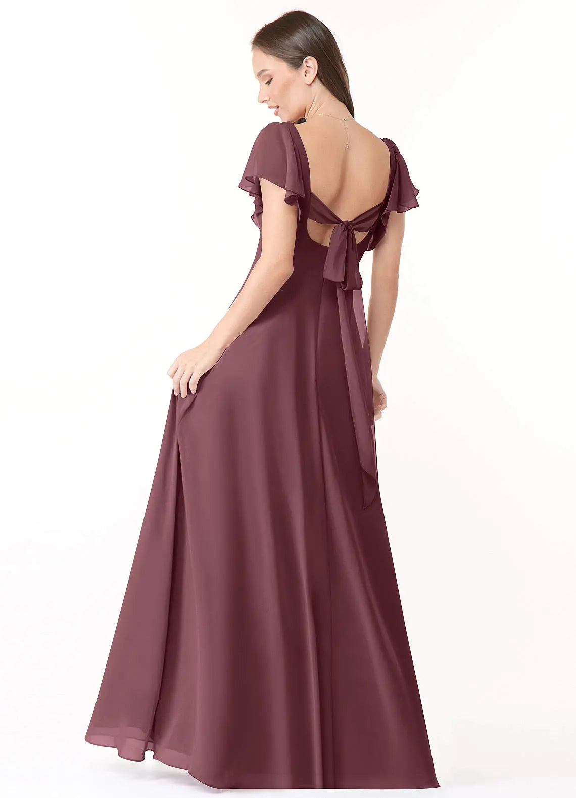 Syenna A-Line V-Neck Chiffon Bridesmaid Dress in Sangria