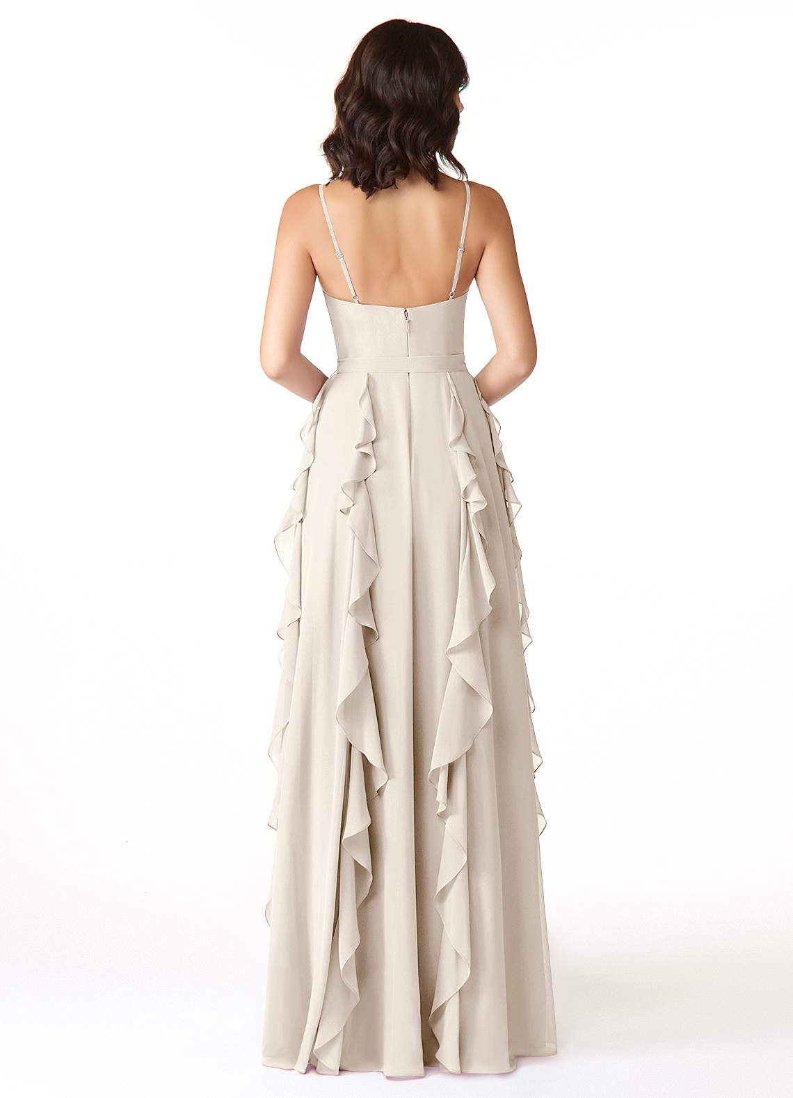 Peyton A-Line V-Neck Chiffon Bridesmaid Dress in White Alabaster