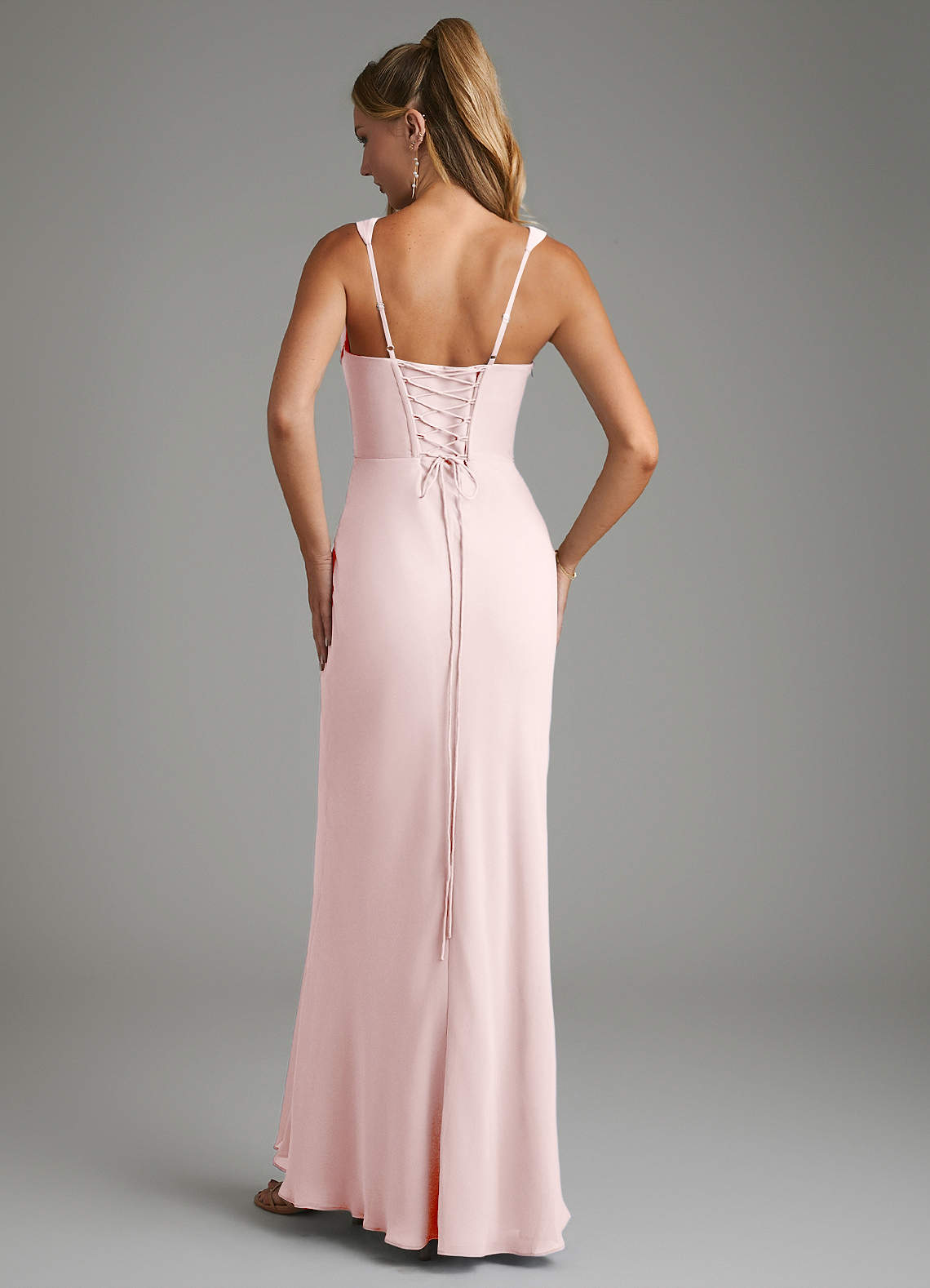 Asa Sheath Square-Neck Chiffon Bridesmaid Dress in Blushing Pink