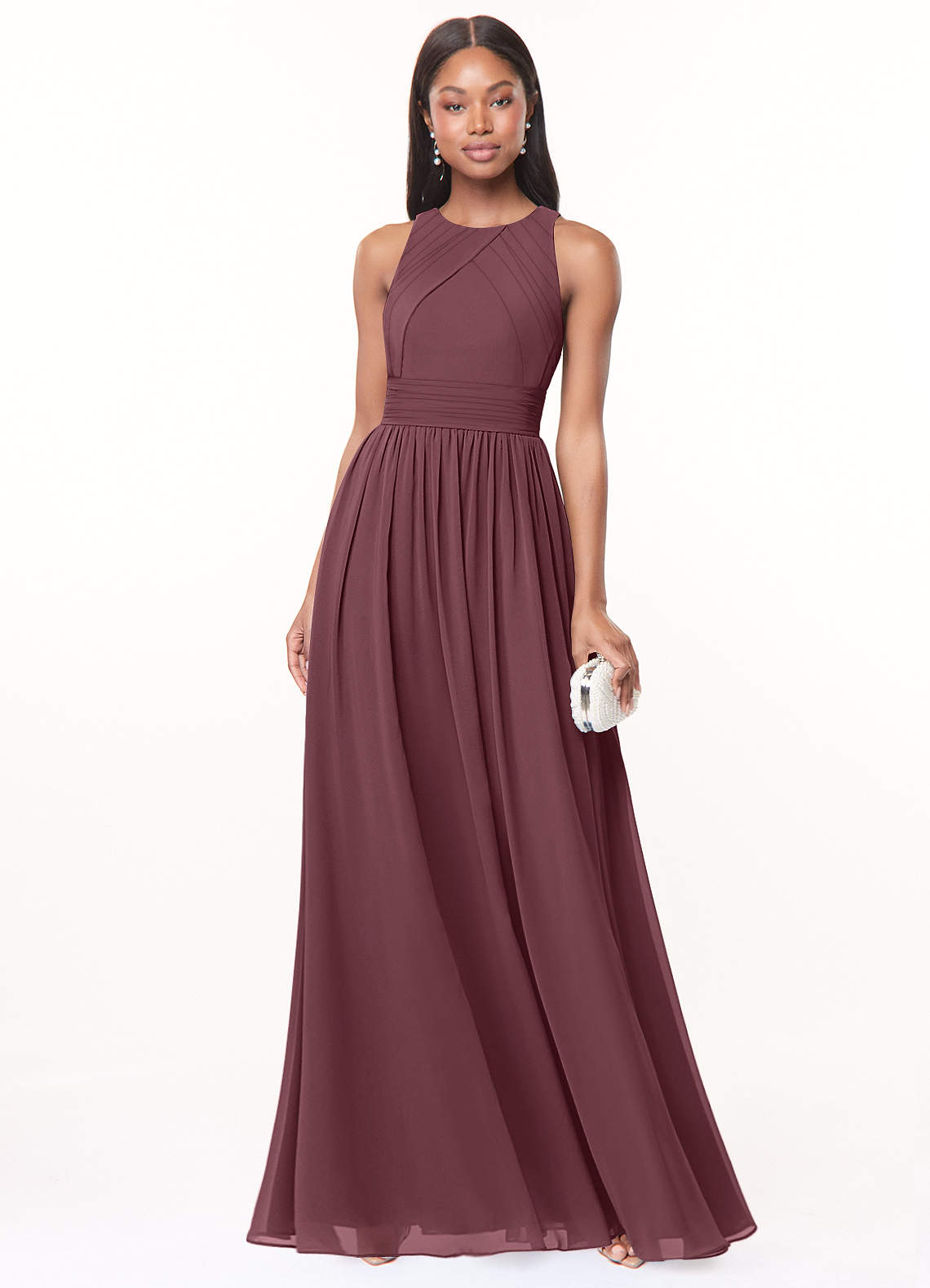 Harper A-Line Scoop-Neck Chiffon Bridesmaid Dress in Sangria
