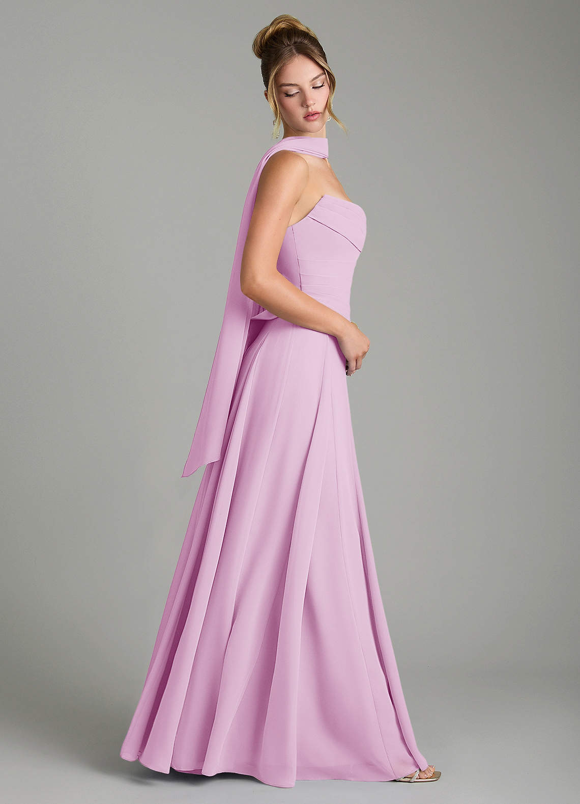 Gabriela A-Line Cowl-Neck Chiffon Bridesmaid Dress in candy pink