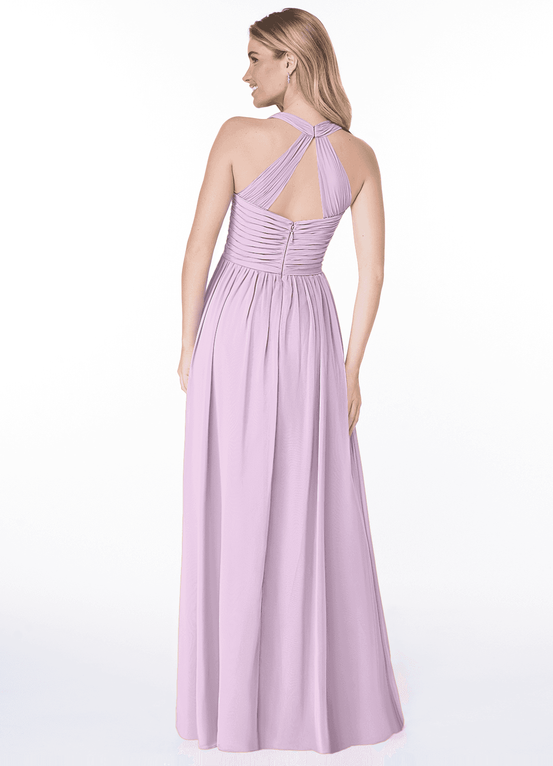 Jaclyn A-Line Halter Chiffon Bridesmaid Dress in Frosted Lilac