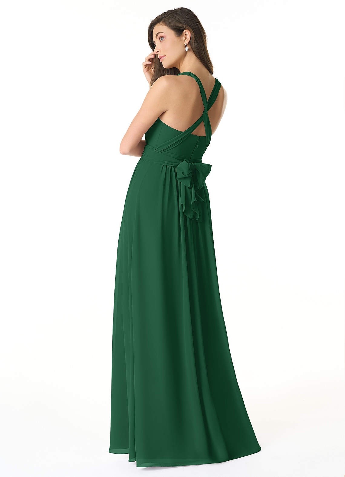 Olani A-Line V-Neck Chiffon Bridesmaid Dress in Dark Green