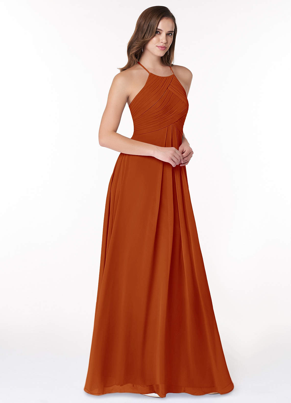 Ginger A-Line Halter Chiffon Bridesmaid Dress in Paprika