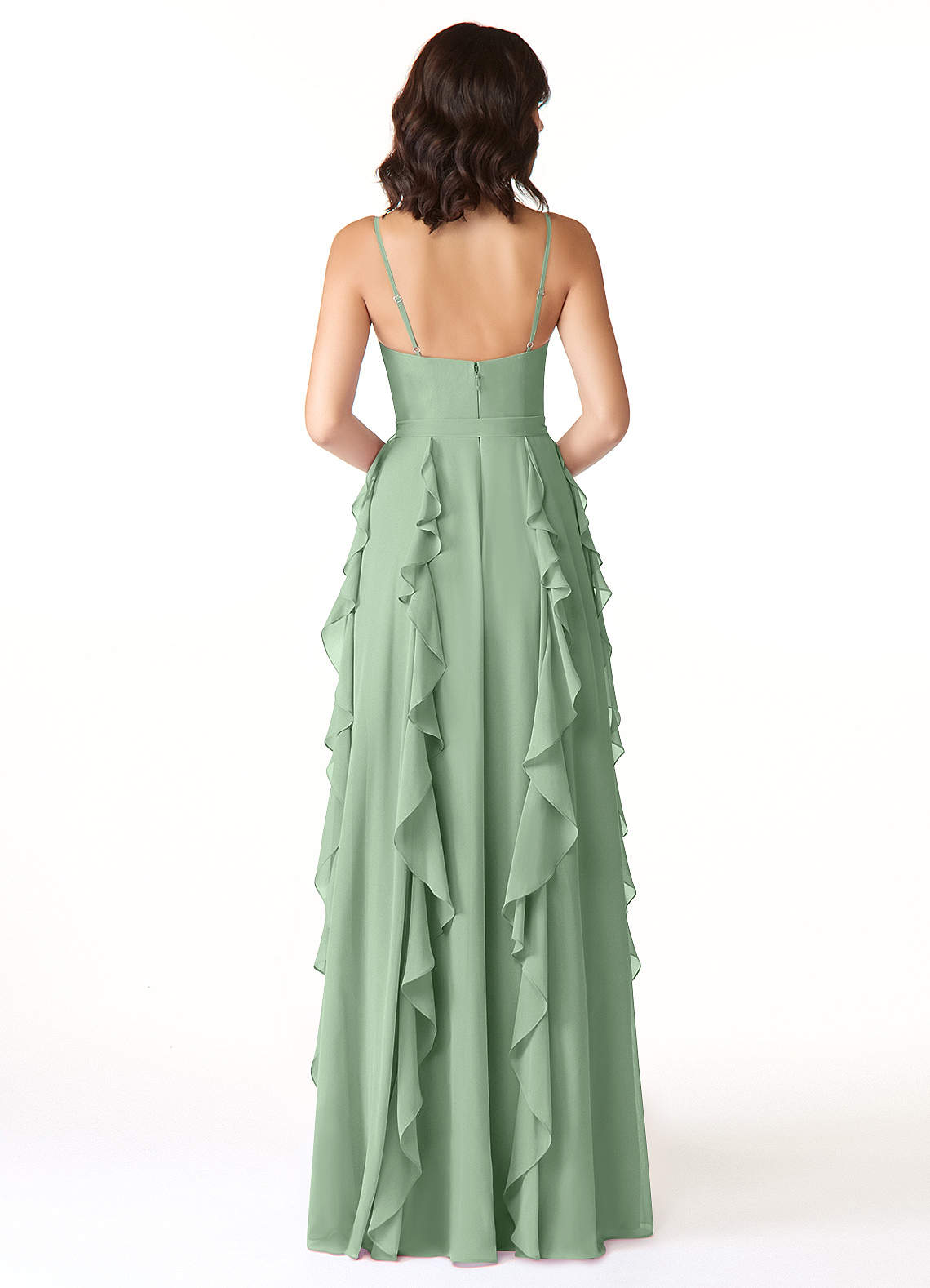 Peyton A-Line V-Neck Chiffon Bridesmaid Dress in Matcha