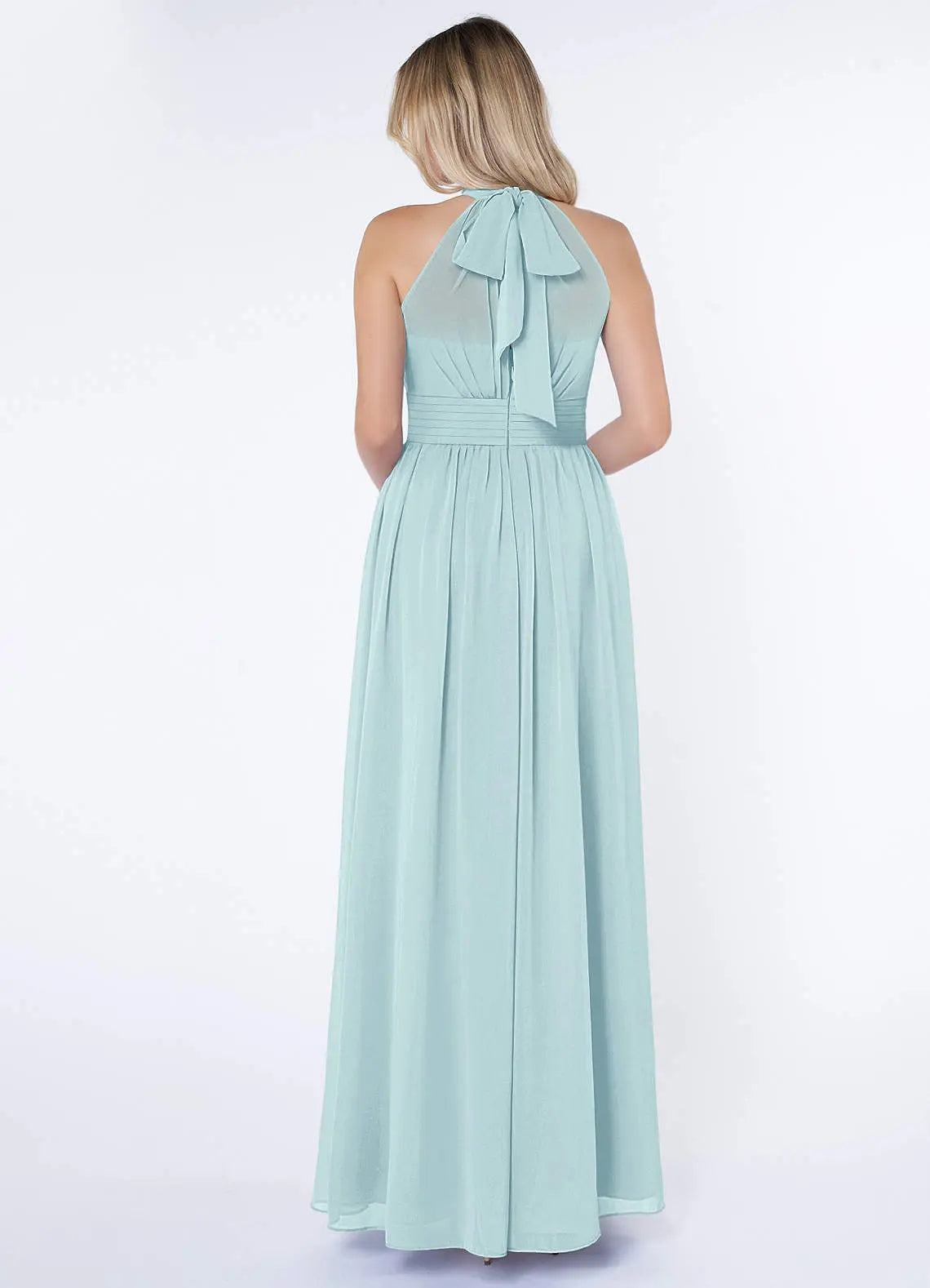 Iman A-Line Halter Chiffon Bridesmaid Dress in Sea Glass