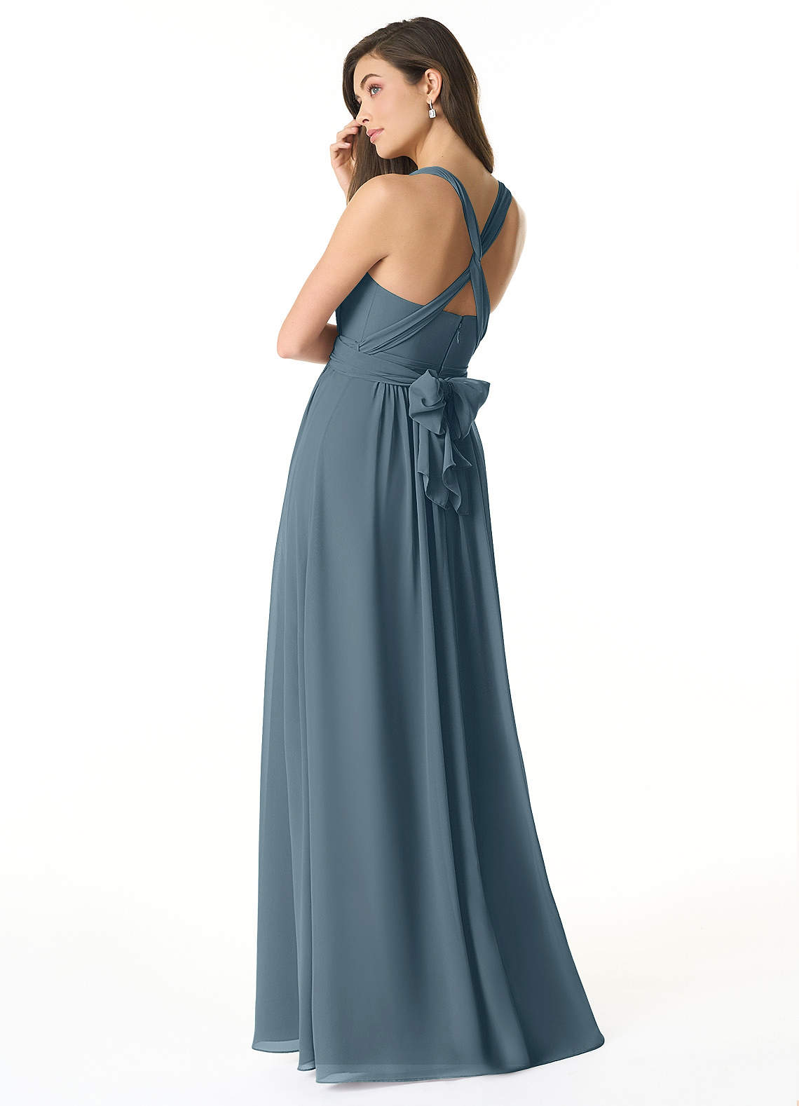 Olani A-Line V-Neck Chiffon Bridesmaid Dress in Twilight