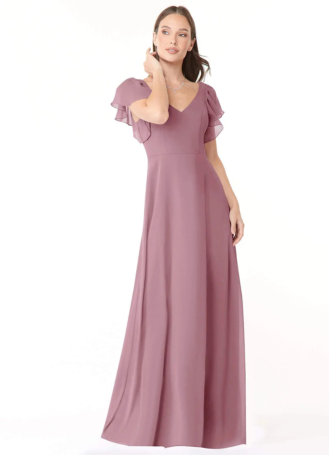 Syenna A-Line V-Neck Chiffon Bridesmaid Dress in Vintage Mauve