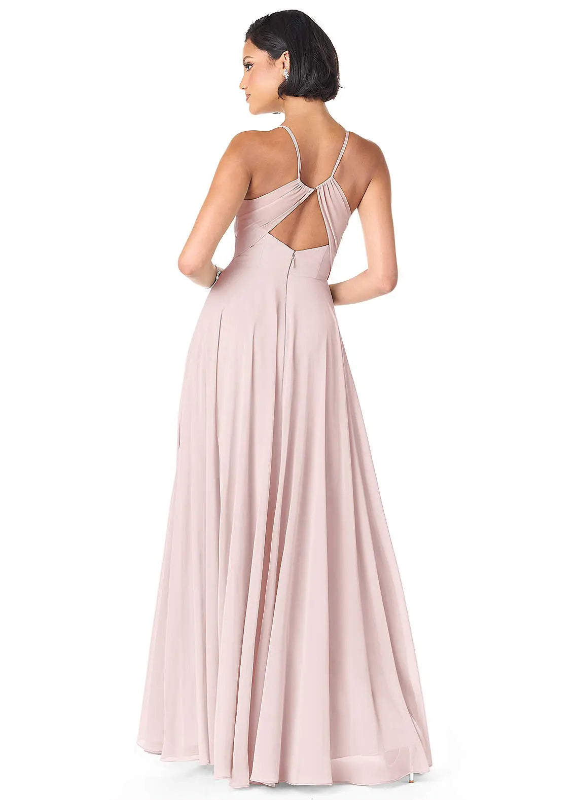 Avelina A-Line V-Neck Chiffon Bridesmaid Dress in Blushing Pink