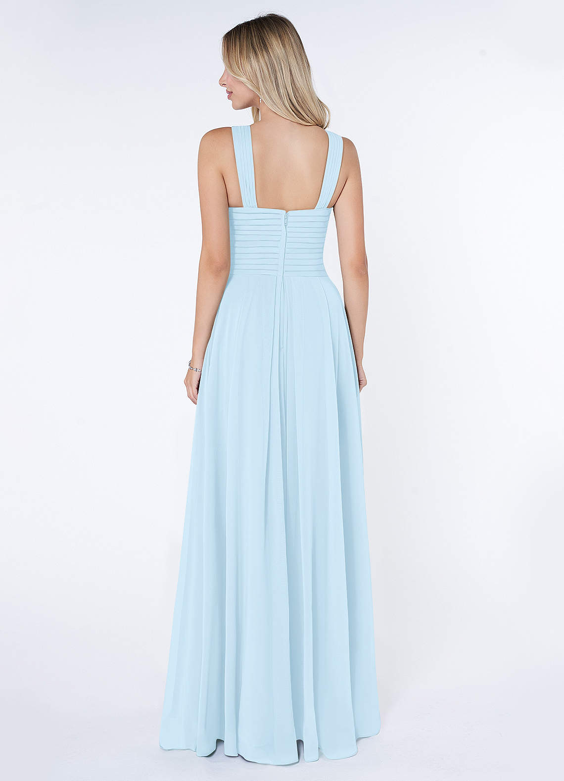 Kaleigh A-Line Halter Chiffon Bridesmaid Dress in Sky Blue