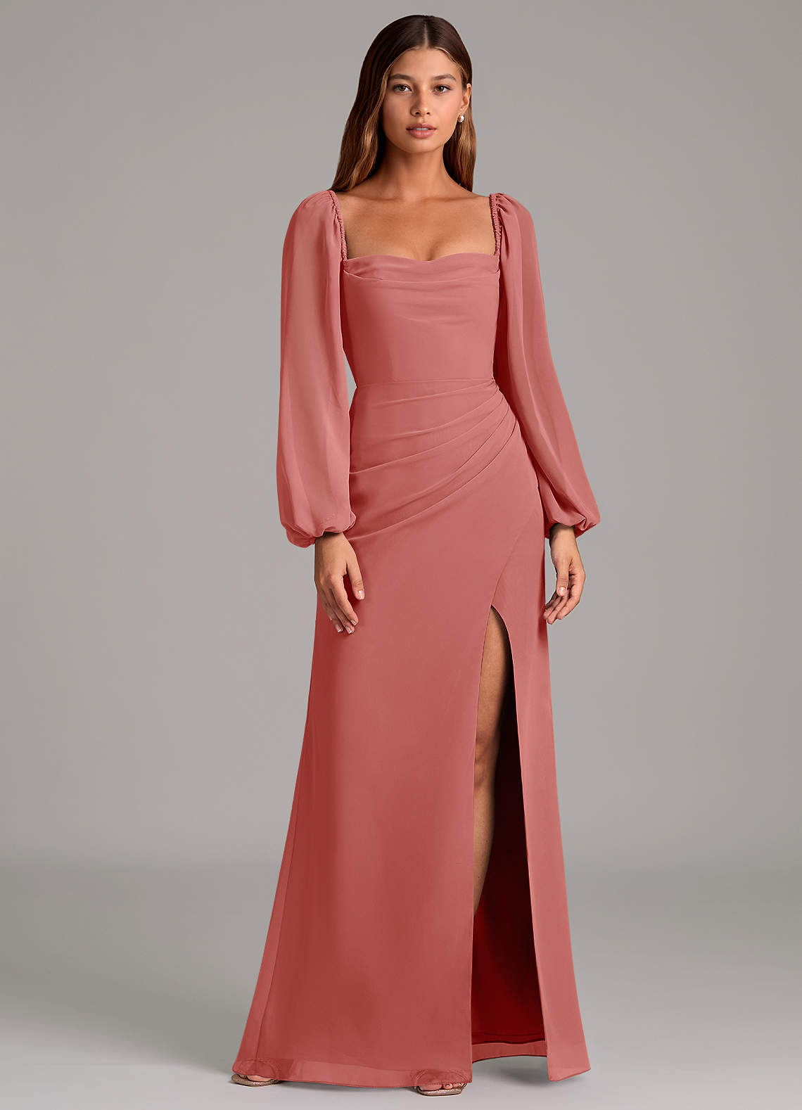 Brixley Mermaid Sweetheart Chiffon Bridesmaid Dress in Antique Rose