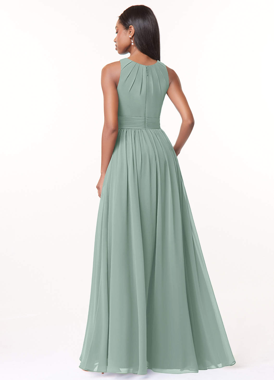 Harper A-Line Scoop-Neck Chiffon Bridesmaid Dress in Agave