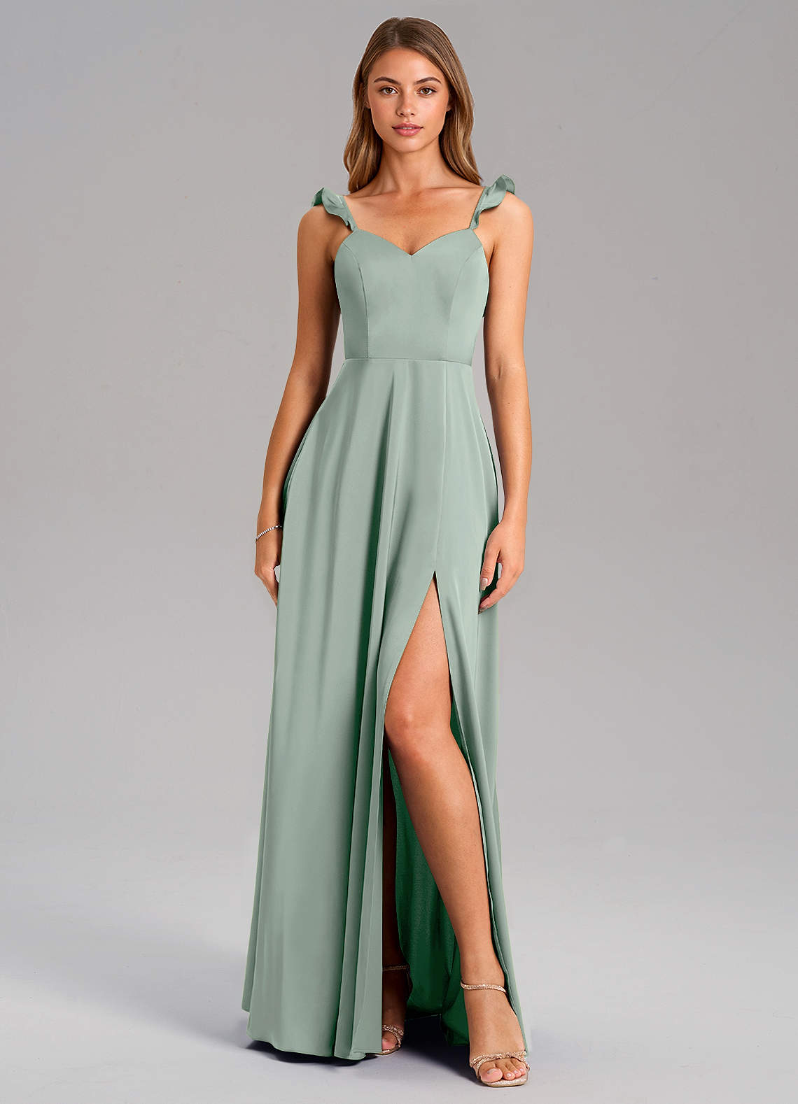 Everett A-Line V-Neck Chiffon Bridesmaid Dress in Agave