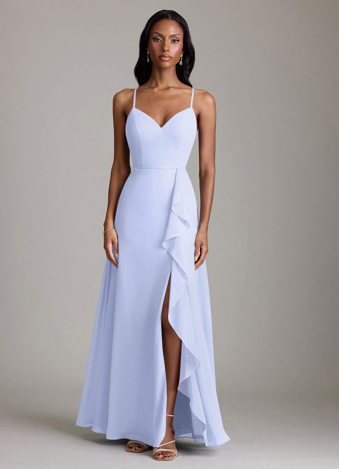 Naeem A-Line V-Neck Chiffon Bridesmaid Dress in Lavender