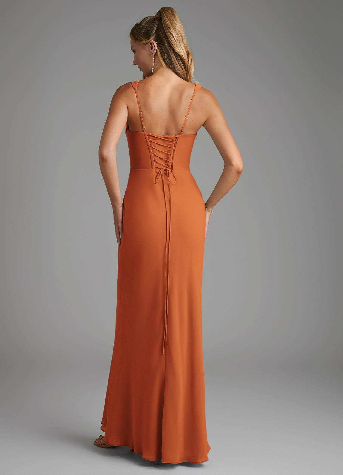 Asa Sheath Square-Neck Chiffon Bridesmaid Dress in Cinnamon