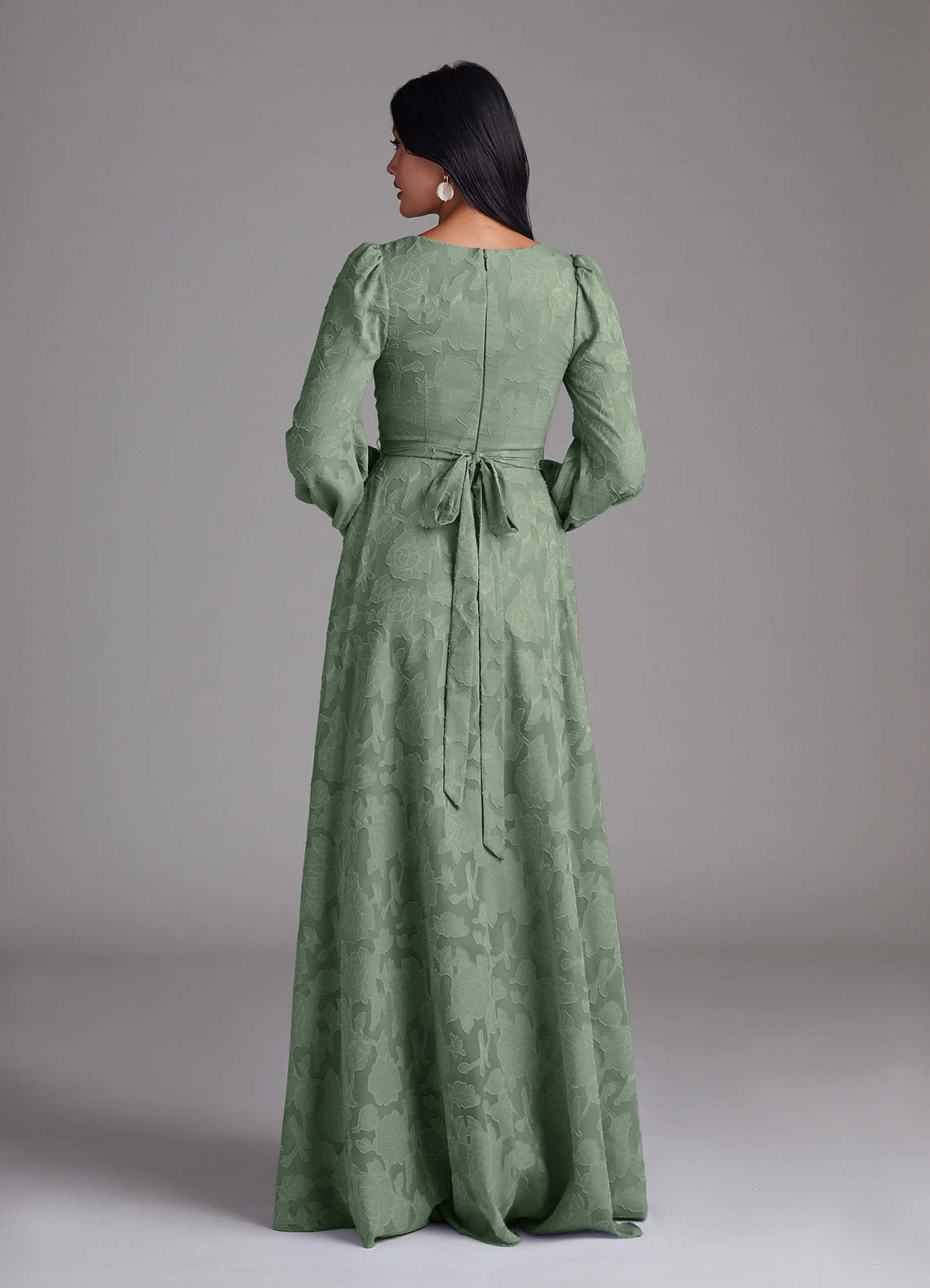 Leonia A-Line Square-Neck Stretch Satin Bridesmaid Dress in Matcha