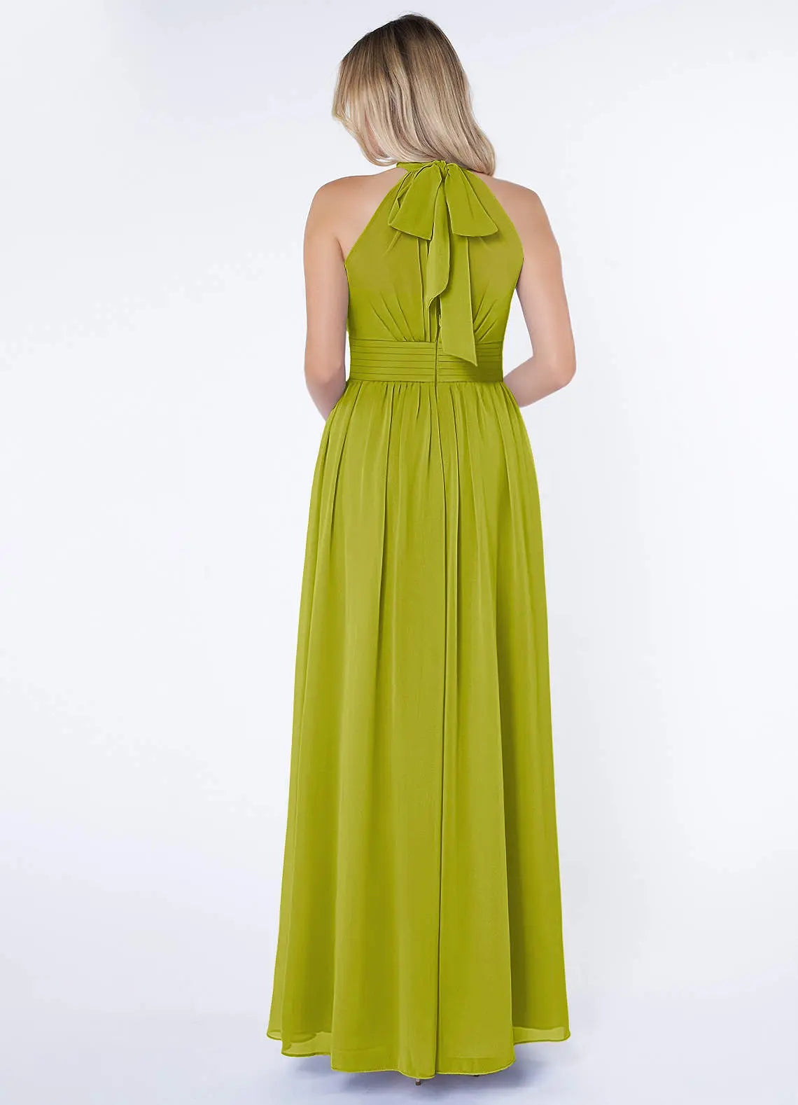 Iman A-Line Halter Chiffon Bridesmaid Dress in Dark Green
