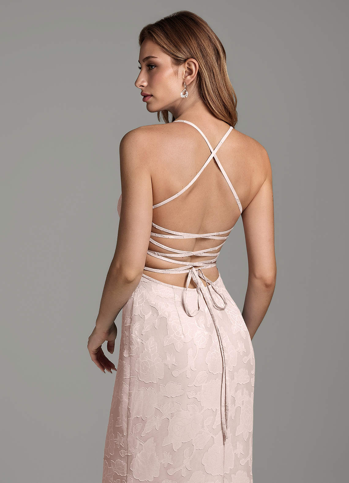 Dara Mermaid Sweetheart Floral Burnout Bridesmaid Dress in Blushing Pink