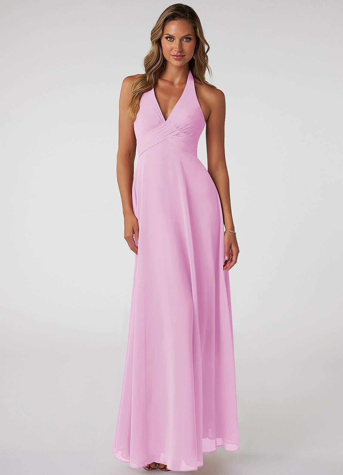 Tessie A-Line V-Neck Chiffon Bridesmaid Dress in candy pink