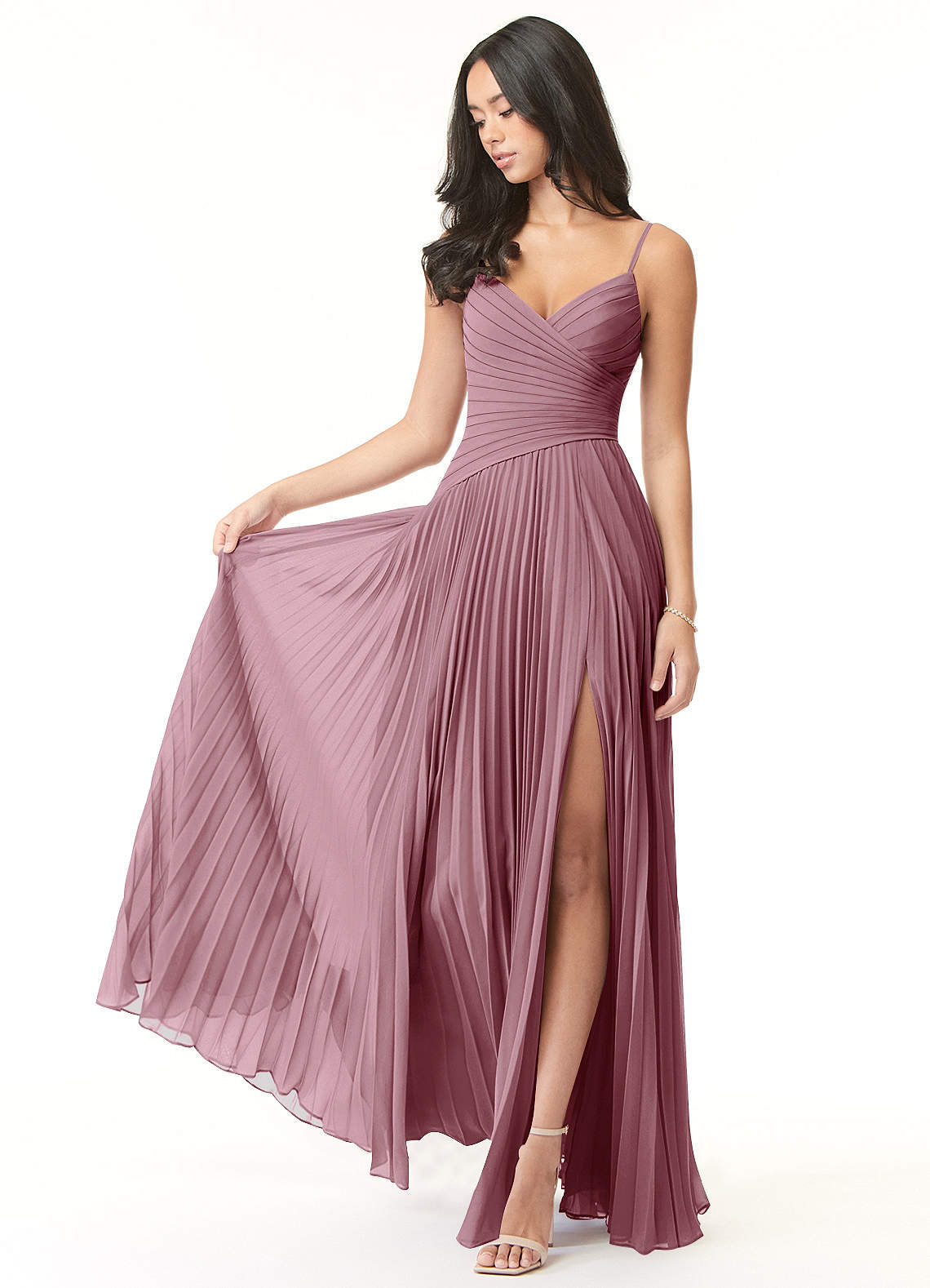 Vini A-Line V-Neck Chiffon Bridesmaid Dress in Vintage Mauve