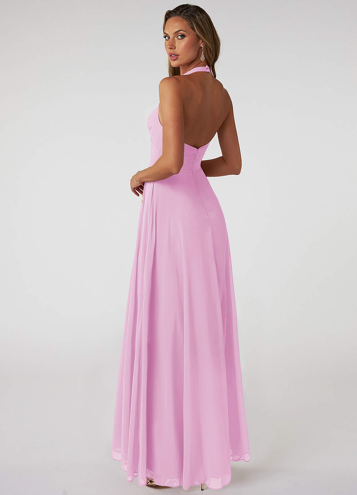 Tessie A-Line V-Neck Chiffon Bridesmaid Dress in candy pink