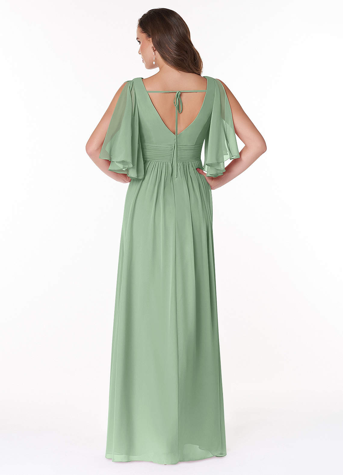 Temeka A-Line V-Neck Chiffon Bridesmaid Dress in Matcha