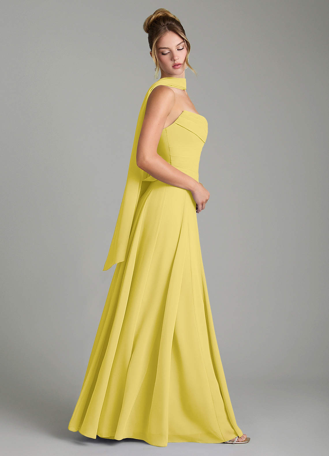Gabriela A-Line Cowl-Neck Chiffon Bridesmaid Dress in Canary