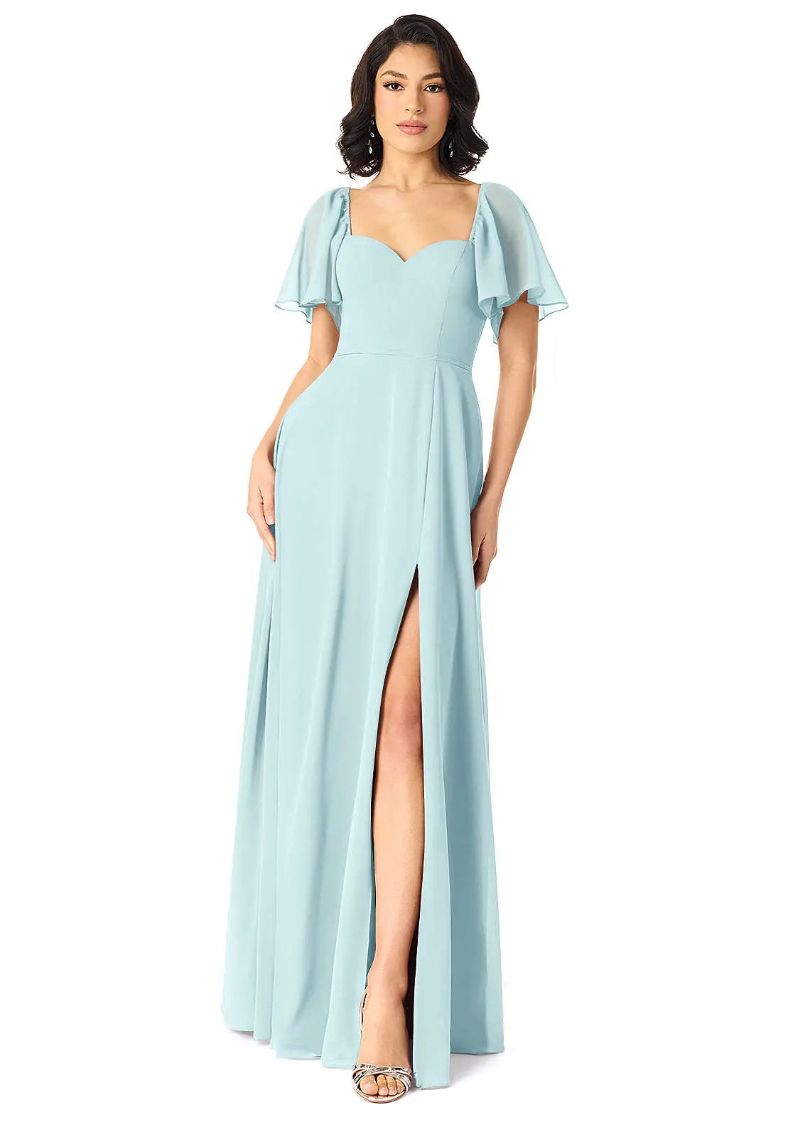 Chloe A-Line Sweetheart Chiffon Bridesmaid Dress in Sea Glass