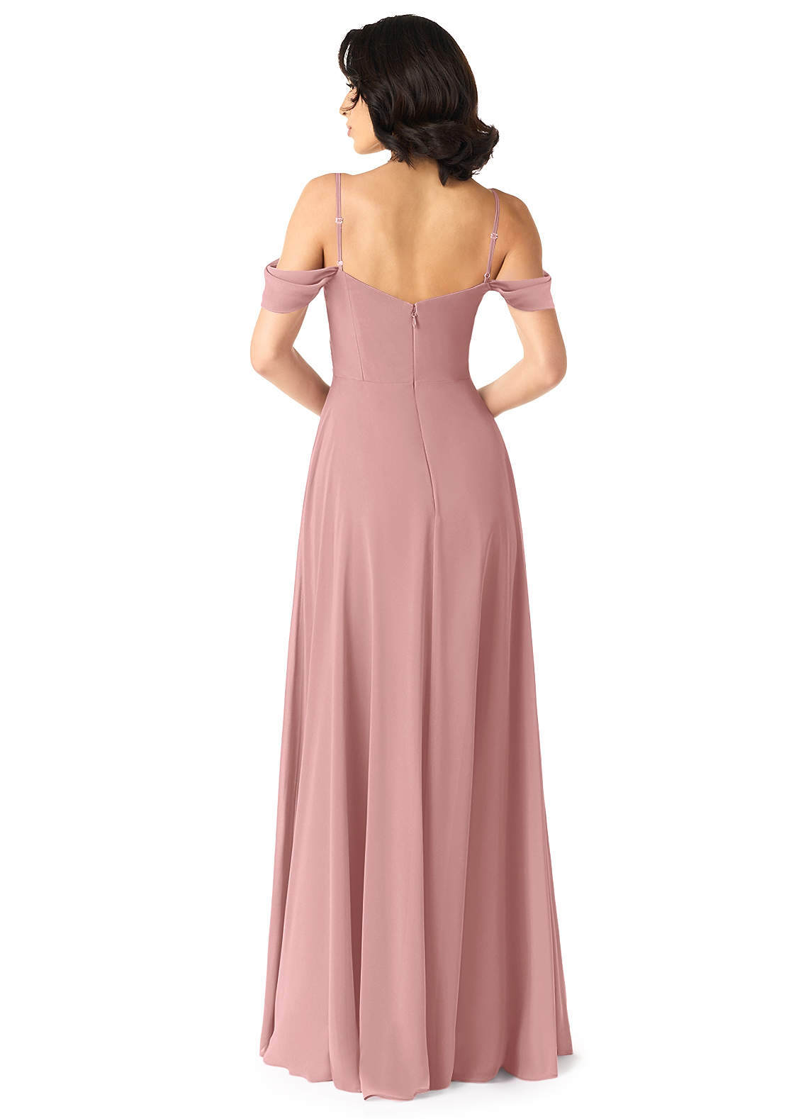 Tancie A-Line Off-the-Shoulder Chiffon Bridesmaid Dress in dusty rose