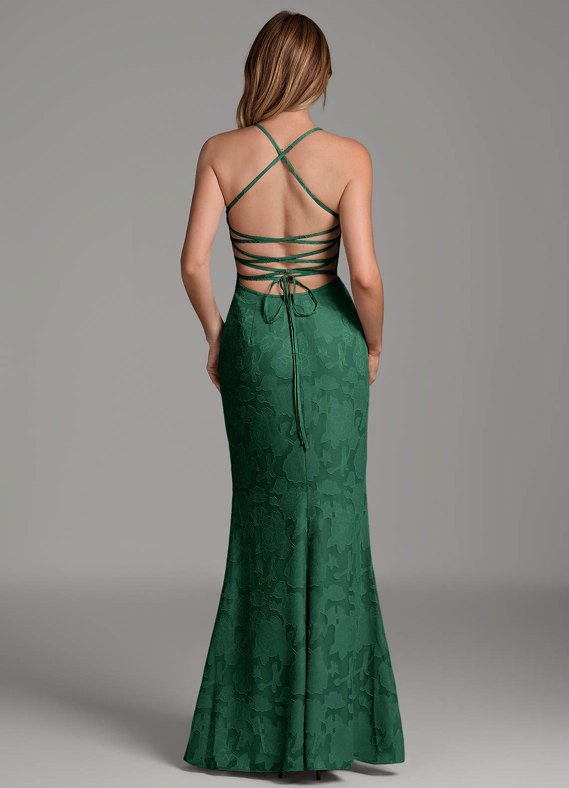 Dara Mermaid Sweetheart Floral Burnout Bridesmaid Dress in Dark Green