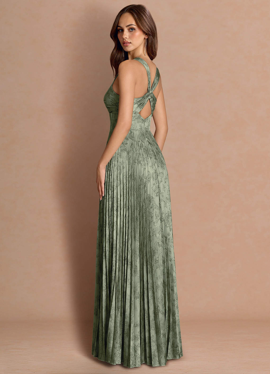Tatiana A-Line Square-Neck Jacquard Wedding Guest Dress in Sage Blue