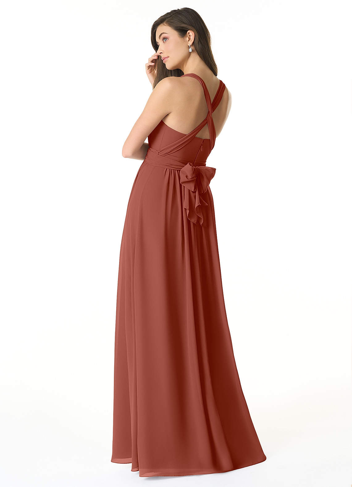 Olani A-Line V-Neck Chiffon Bridesmaid Dress in Auburn
