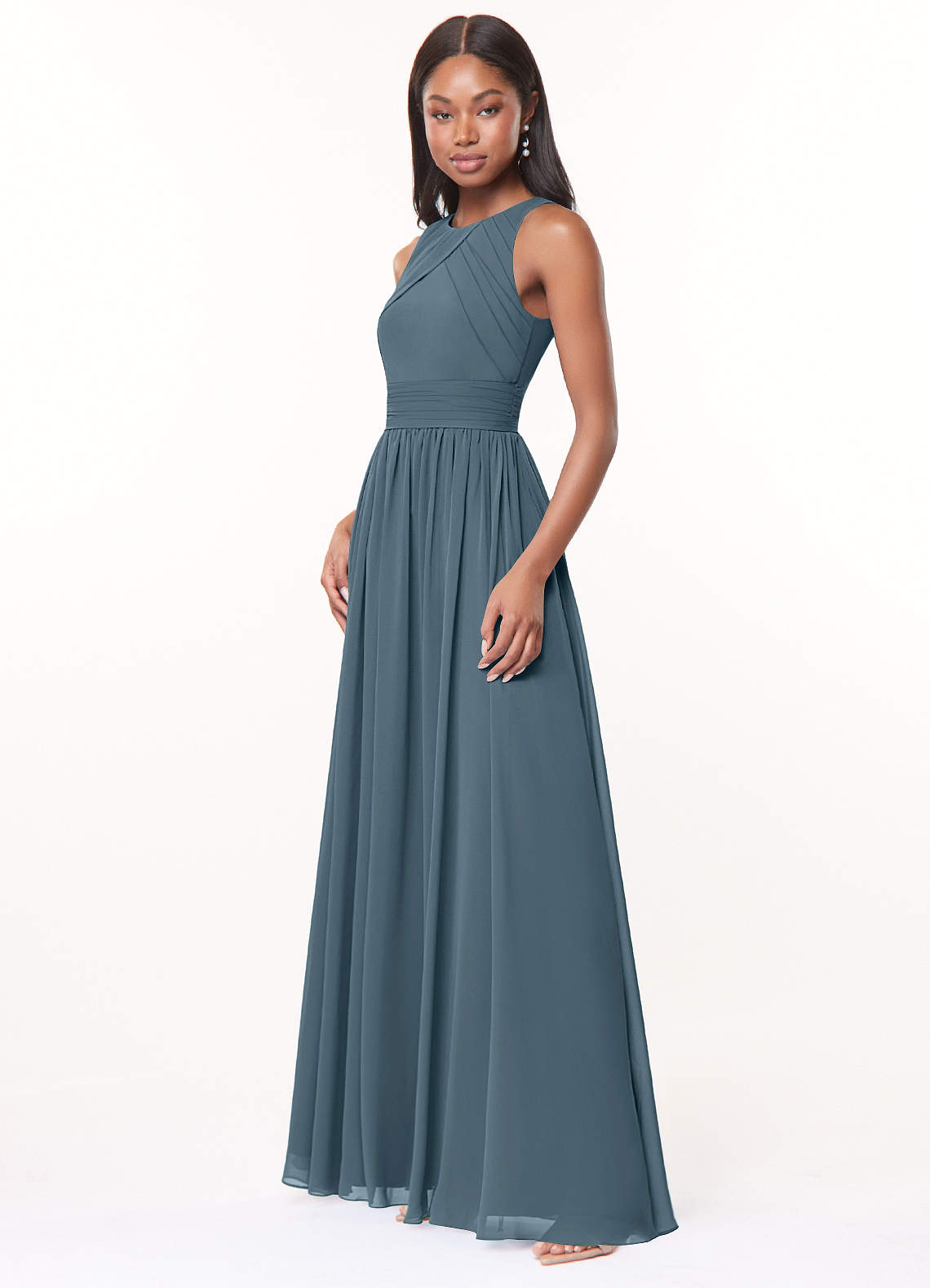 Harper A-Line Scoop-Neck Chiffon Bridesmaid Dress in Twilight