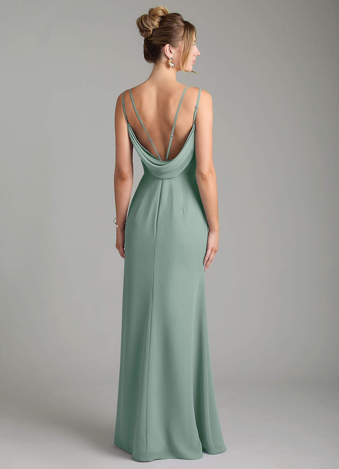 Egypt Sheath Sweetheart Chiffon Bridesmaid Dress in Silver Sage