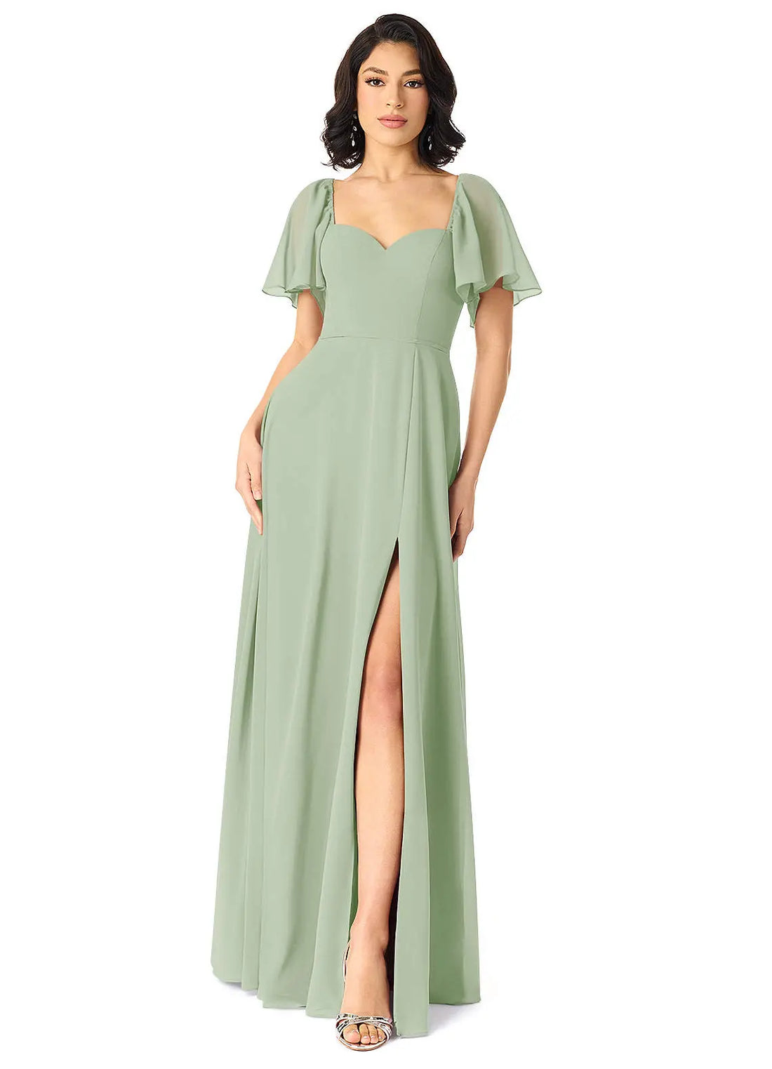 Chloe A-Line Sweetheart Chiffon Bridesmaid Dress in Dusty Sage
