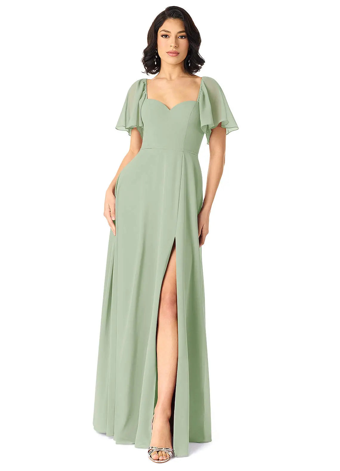 Chloe A-Line Sweetheart Chiffon Bridesmaid Dress in Dusty Sage