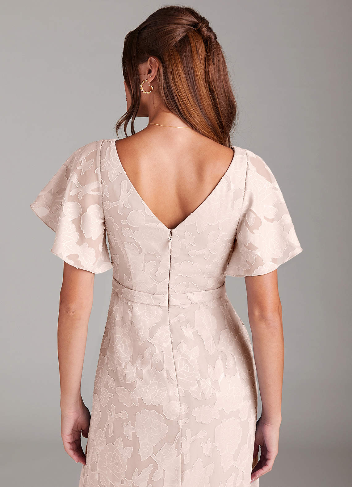 Ambrosia A-Line V-Neck Floral Burnout Bridesmaid Dress in Blushing Pink