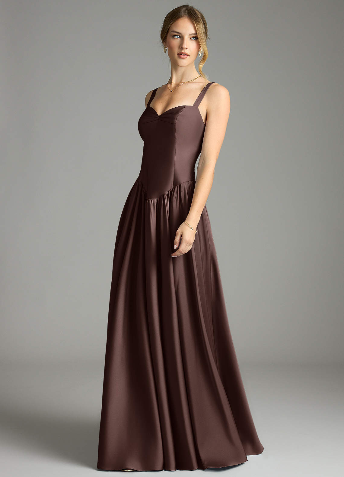 Evadina A-Line Sweetheart Stretch Satin Bridesmaid Dress in Ganache