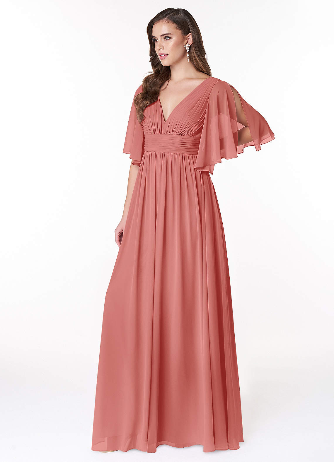 Temeka A-Line V-Neck Chiffon Bridesmaid Dress in Antique Rose
