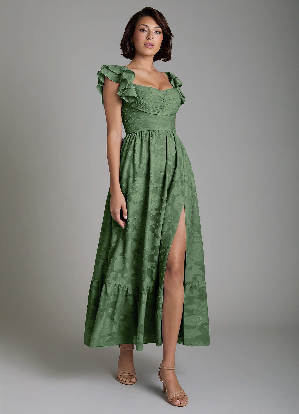 Anaya A-Line V-Neck Floral Burnout Bridesmaid Dress in Eucalyptus